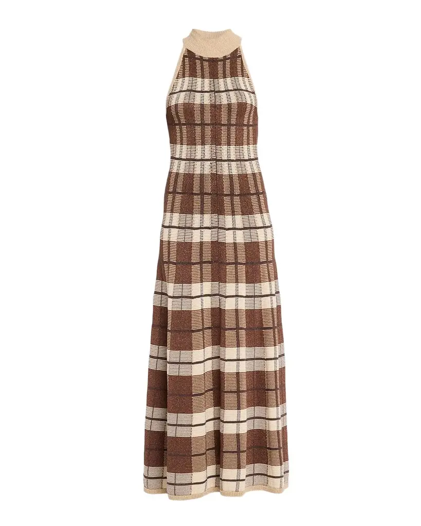 Ramy Brook Louisa Sleeveless Plaid Knit Midi Dress