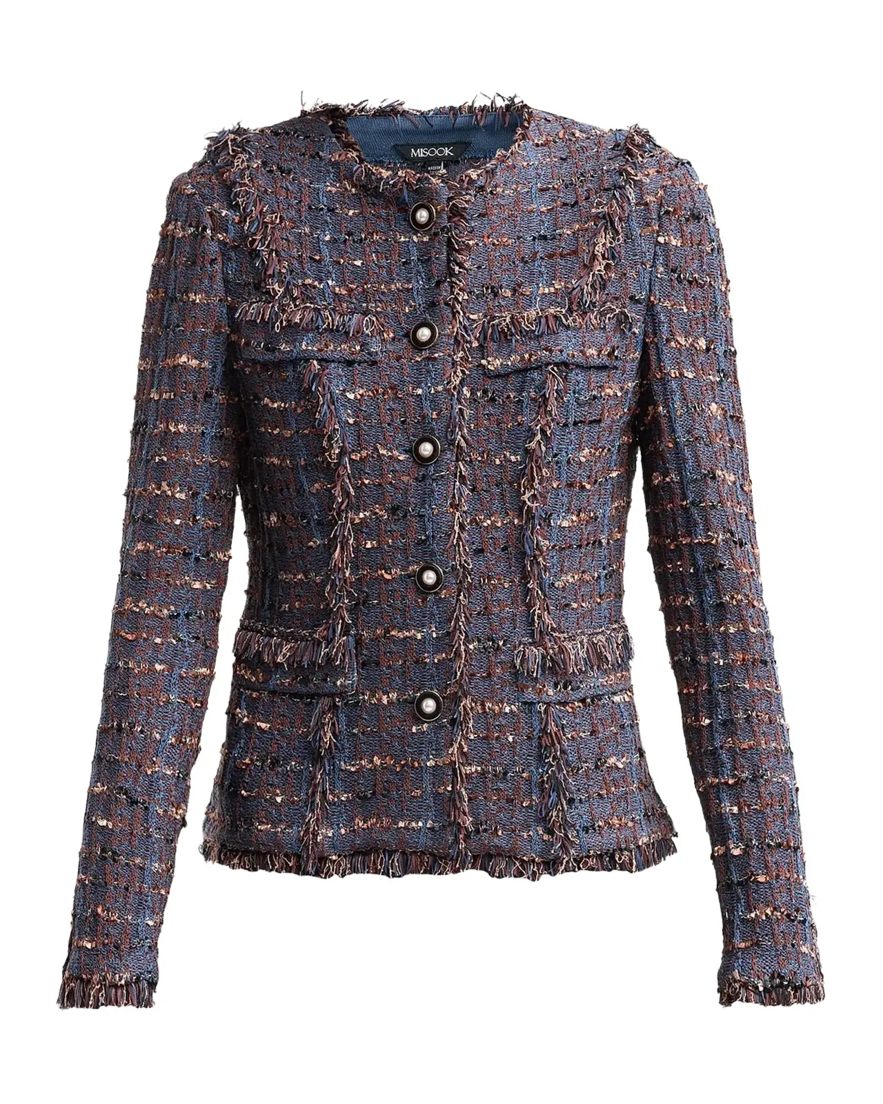 Misook Frayed Tweed Jacket