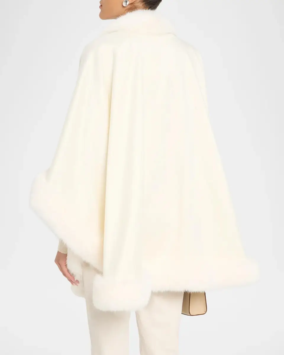 Sofia Cashmere Cashmere Cape With Faux Fur Trim | Thumbnail 3