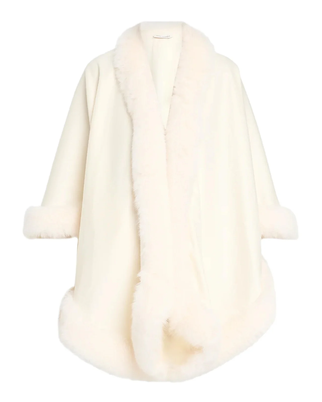 Cashmere Cape With Faux Fur Trim Cashmere Cape With Faux Fur Trim