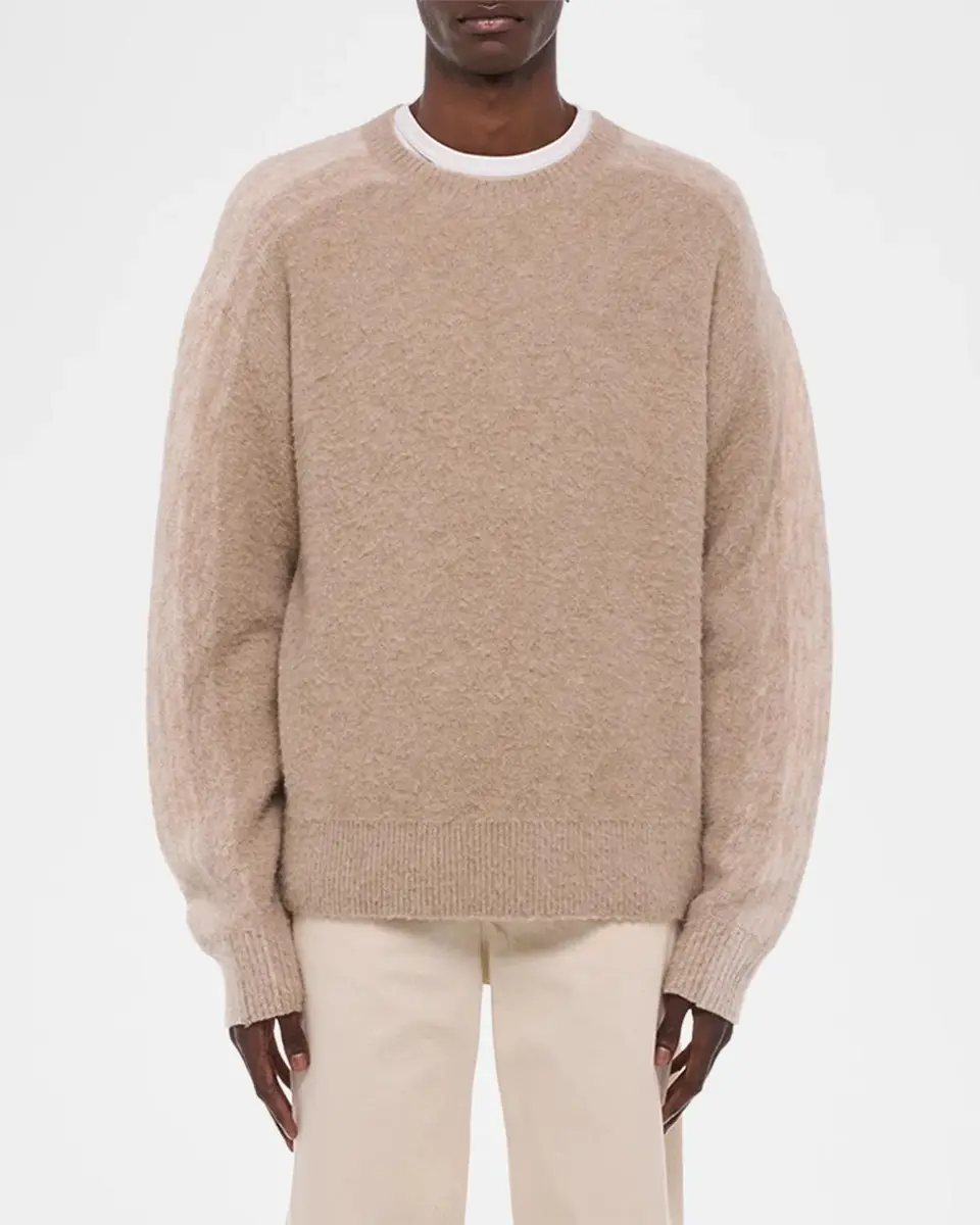 Helmut Lang Men's Two-Tone Brushed Wool Sweater | Thumbnail 4 Helmut Lang Men's Two-Tone Brushed Wool Sweater | Thumbnail 4