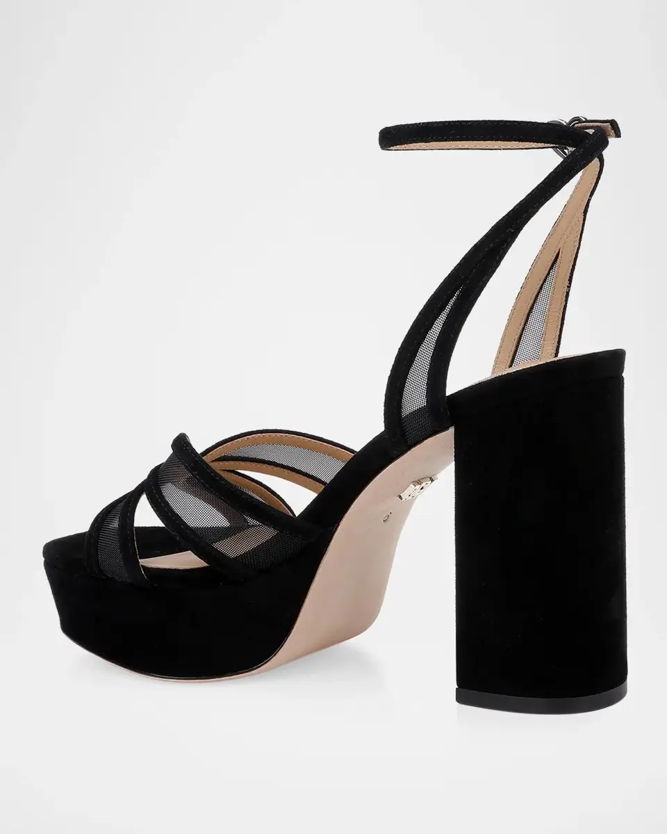 BADGLEY MISCHKA Yohana 100MM Satin & Mesh Sandals | Thumbnail 3 BADGLEY MISCHKA Yohana 100MM Satin & Mesh Sandals | Thumbnail 3