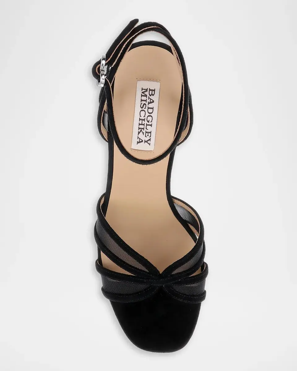BADGLEY MISCHKA Yohana 100MM Satin & Mesh Sandals | Thumbnail 4 BADGLEY MISCHKA Yohana 100MM Satin & Mesh Sandals | Thumbnail 4