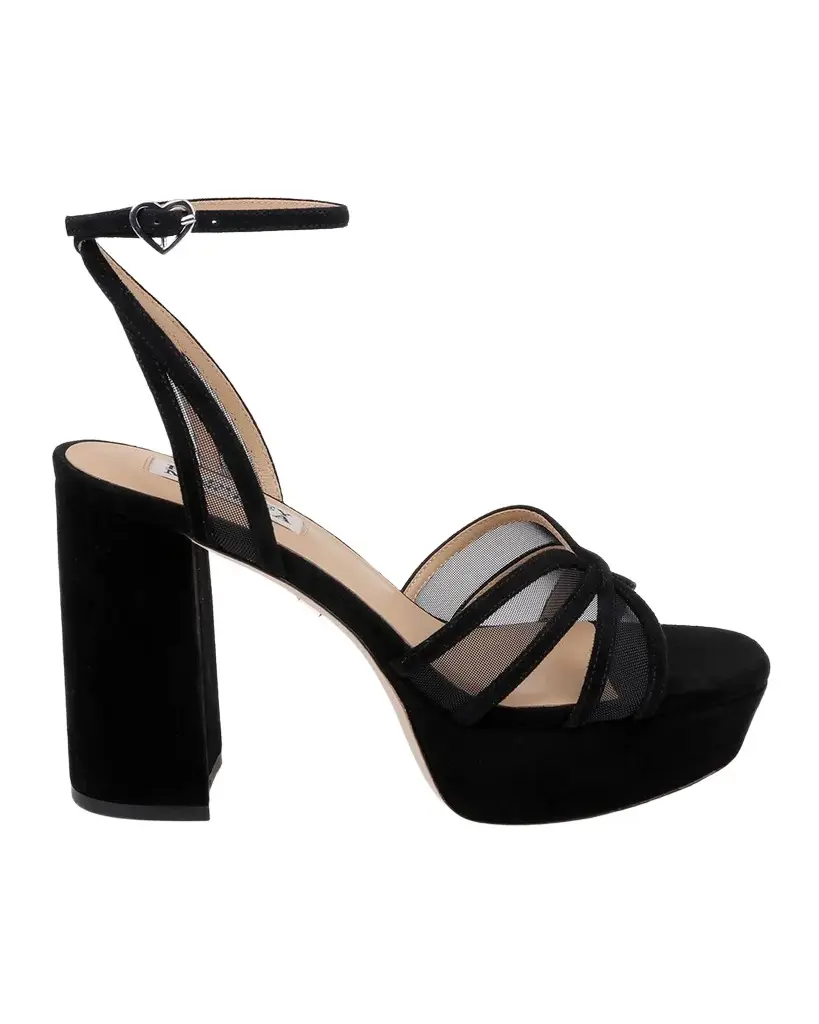 BADGLEY MISCHKA Yohana 100MM Satin & Mesh Sandals