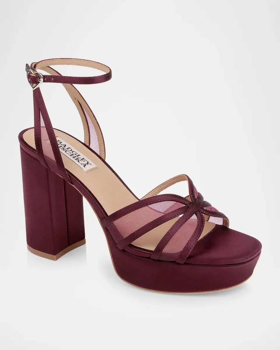 BADGLEY MISCHKA Yohana 100MM Satin & Mesh Sandals | Thumbnail 2 BADGLEY MISCHKA Yohana 100MM Satin & Mesh Sandals | Thumbnail 2