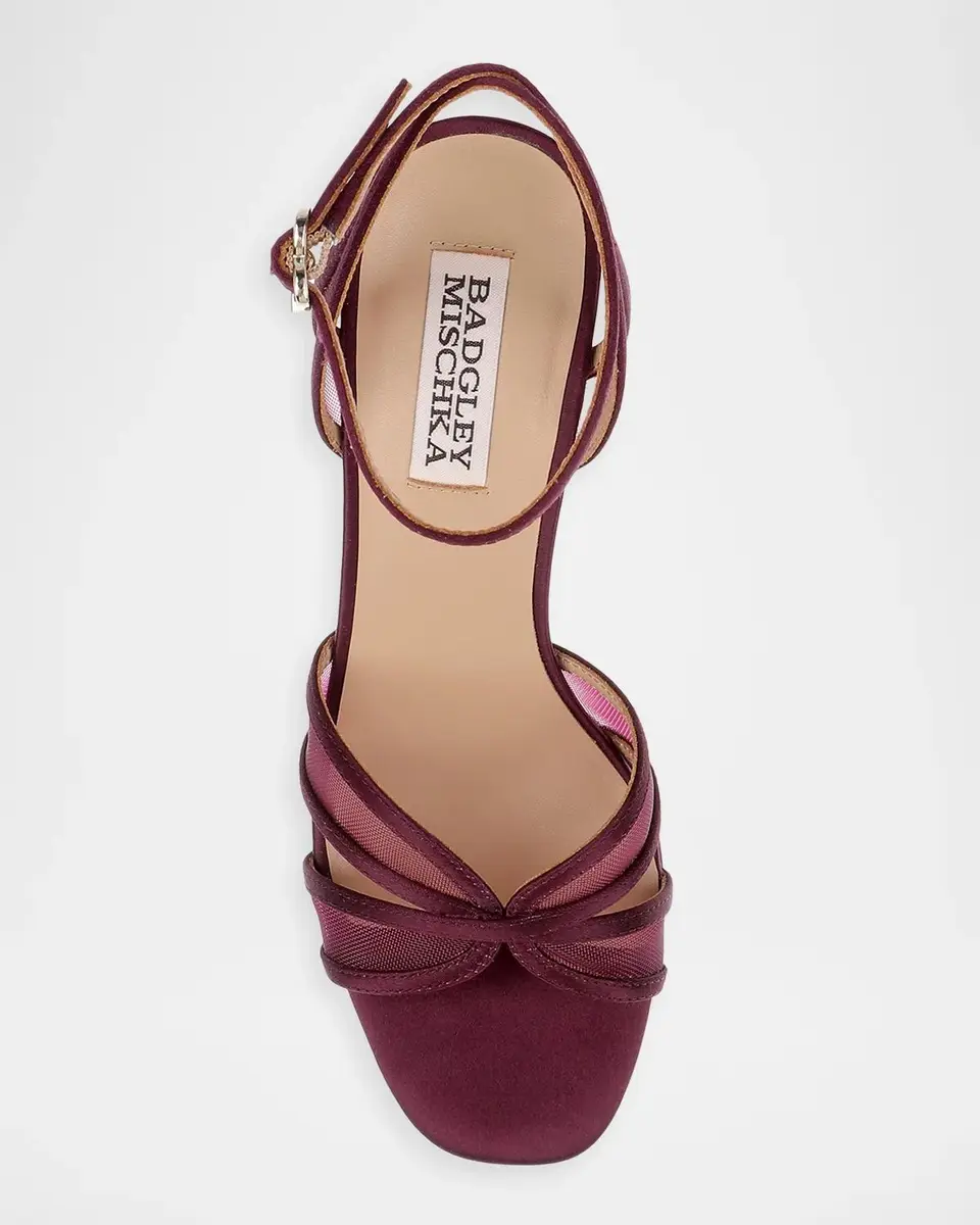 BADGLEY MISCHKA Yohana 100MM Satin & Mesh Sandals | Thumbnail 4 BADGLEY MISCHKA Yohana 100MM Satin & Mesh Sandals | Thumbnail 4