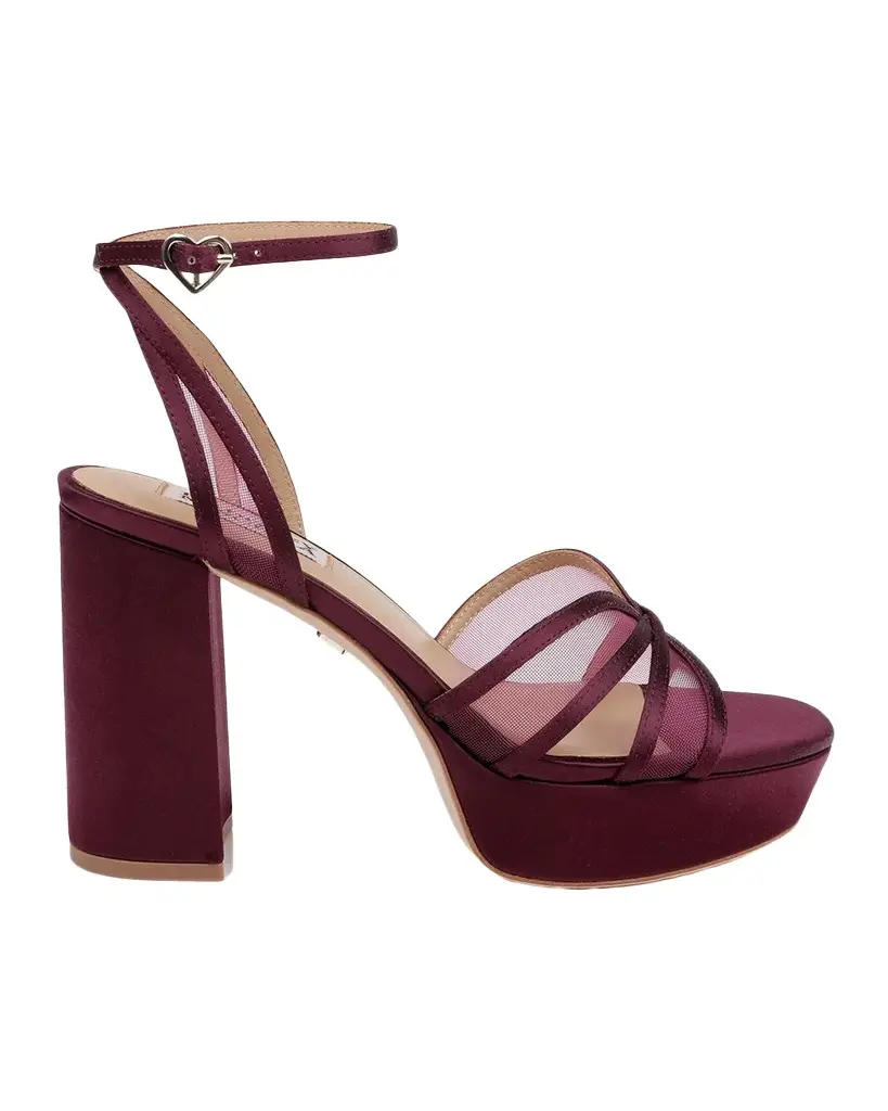 BADGLEY MISCHKA Yohana 100MM Satin & Mesh Sandals
