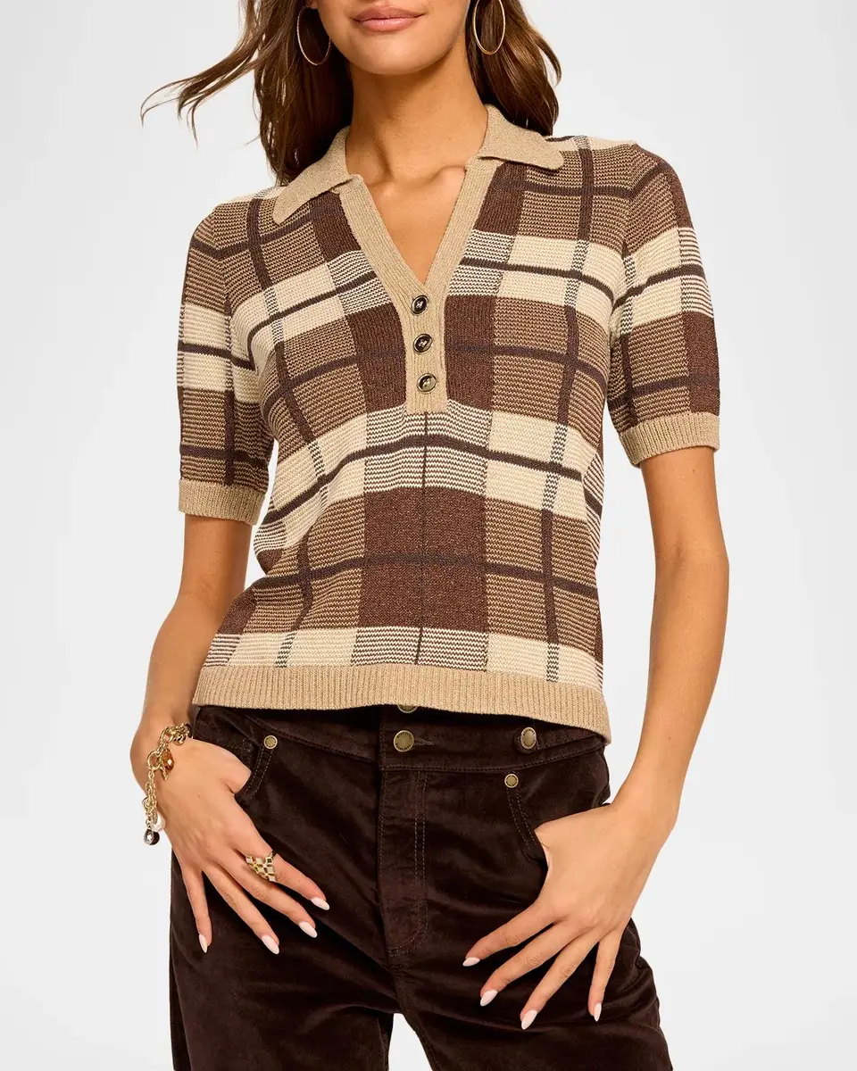 Ramy Brook Melanie Plaid Polo Sweater | Thumbnail 3 Ramy Brook Melanie Plaid Polo Sweater | Thumbnail 3