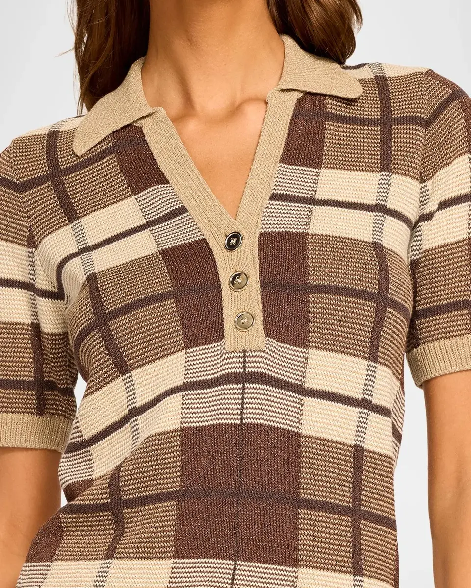 Ramy Brook Melanie Plaid Polo Sweater | Thumbnail 4 Ramy Brook Melanie Plaid Polo Sweater | Thumbnail 4