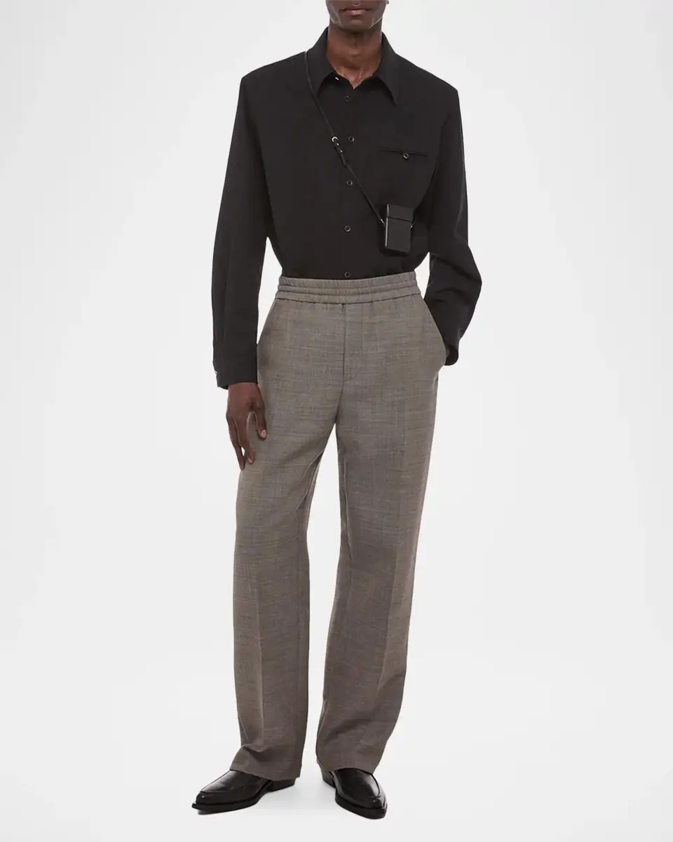 Helmut Lang Men's Crease-Front Wool-Blend Trousers | Thumbnail 2