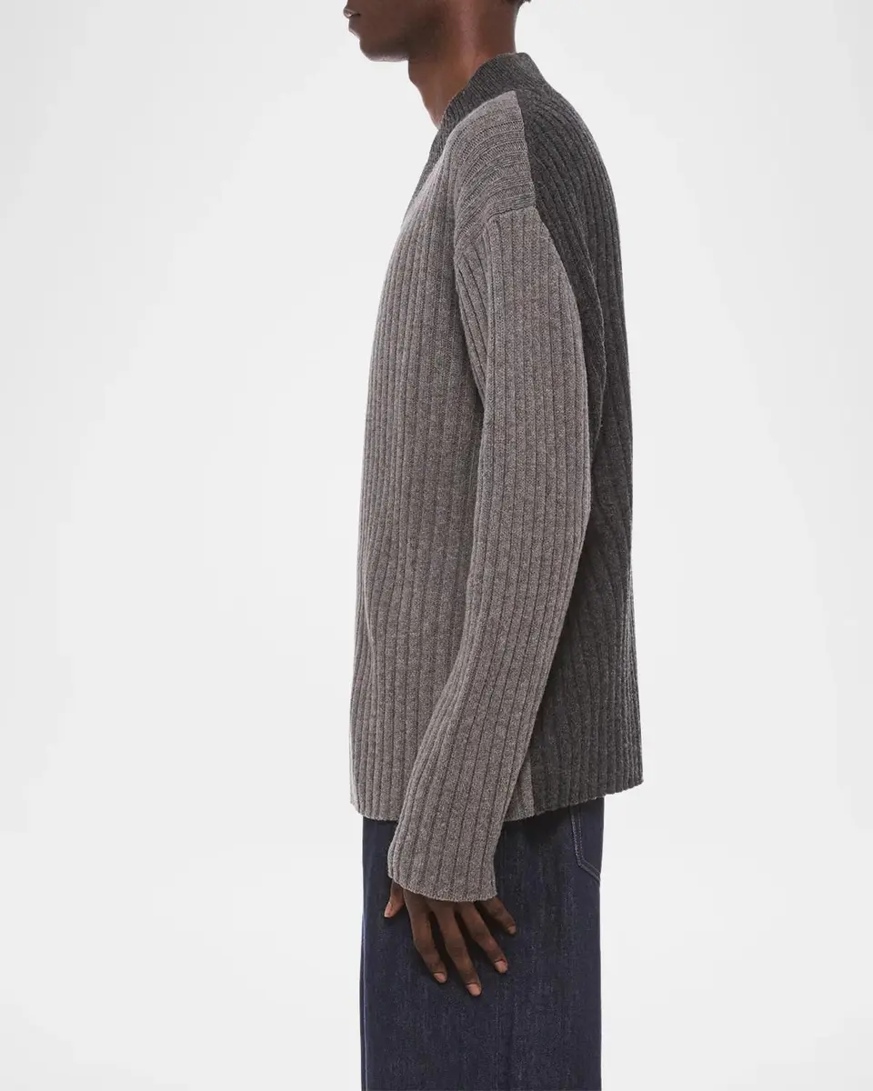 Helmut Lang Men's Contrast V-Neck Wool Sweater | Thumbnail 6