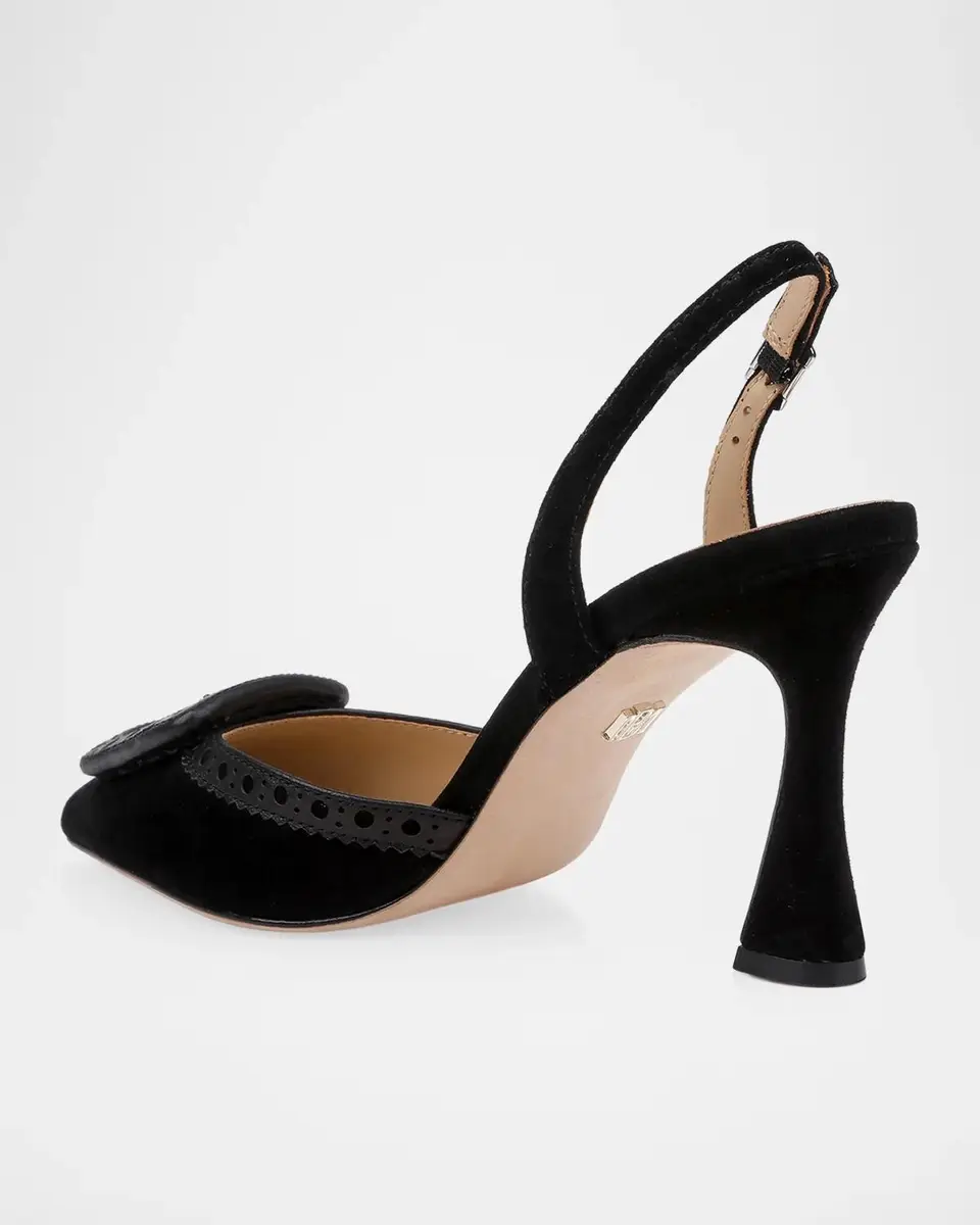 BADGLEY MISCHKA 85mm Yanira Suede Buckle Slingback Pumps | Thumbnail 3 BADGLEY MISCHKA 85mm Yanira Suede Buckle Slingback Pumps | Thumbnail 3