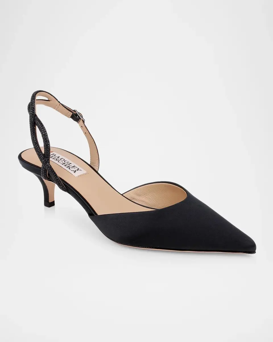 BADGLEY MISCHKA Yulianna 45MM Satin Slingback Pumps | Thumbnail 2 BADGLEY MISCHKA Yulianna 45MM Satin Slingback Pumps | Thumbnail 2