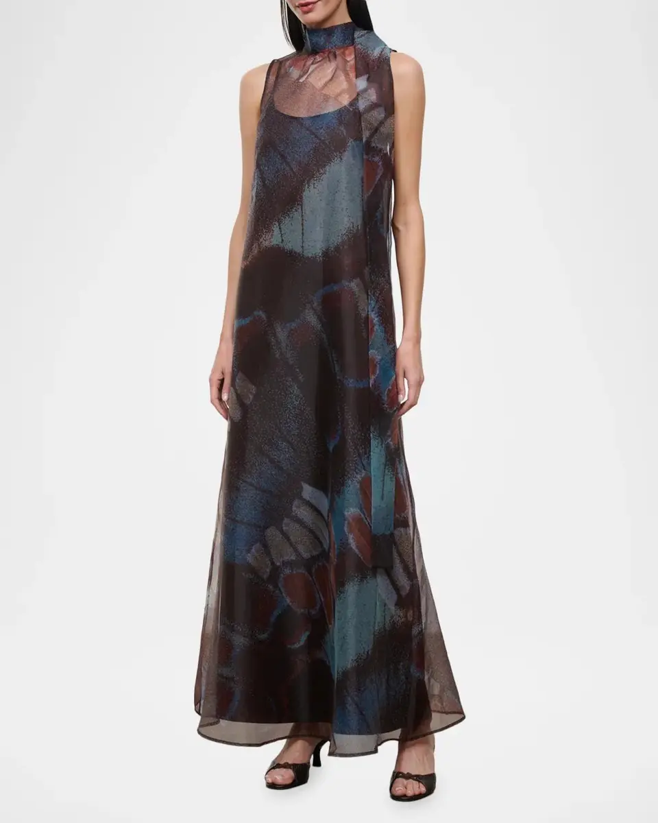 Staud Albee Butterfly Tie-Neck Maxi Dress | Thumbnail 4 Staud Albee Butterfly Tie-Neck Maxi Dress | Thumbnail 4