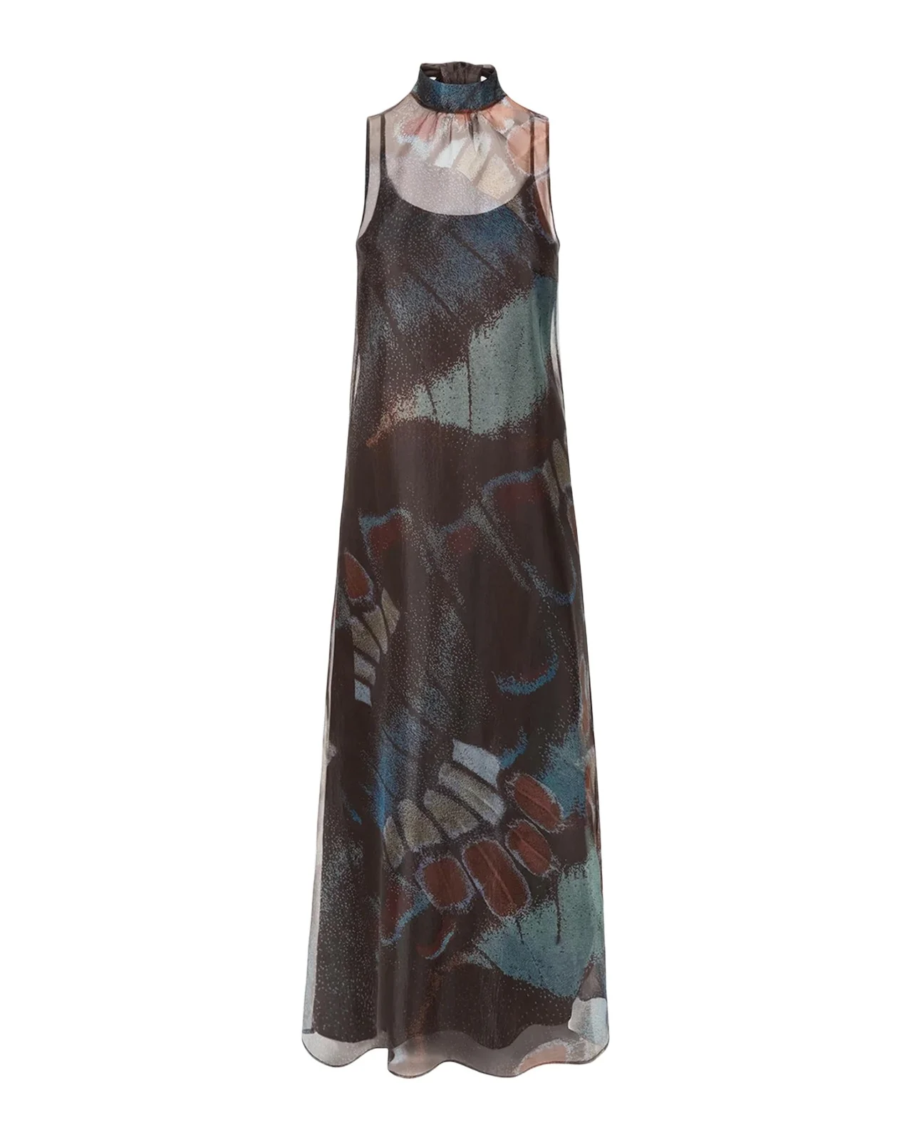 Staud Albee Butterfly Tie-Neck Maxi Dress