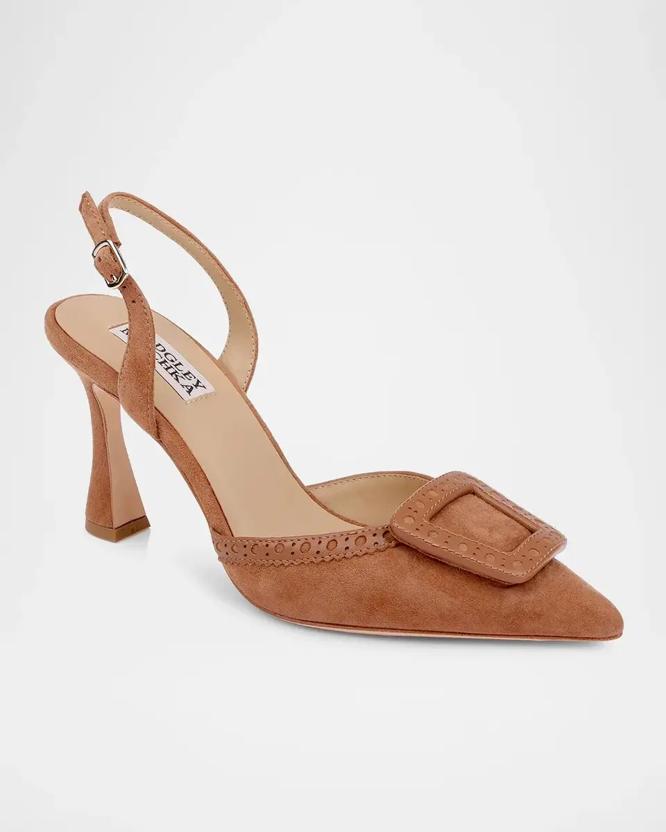 BADGLEY MISCHKA 85mm Yanira Suede Buckle Slingback Pumps | Thumbnail 2 BADGLEY MISCHKA 85mm Yanira Suede Buckle Slingback Pumps | Thumbnail 2