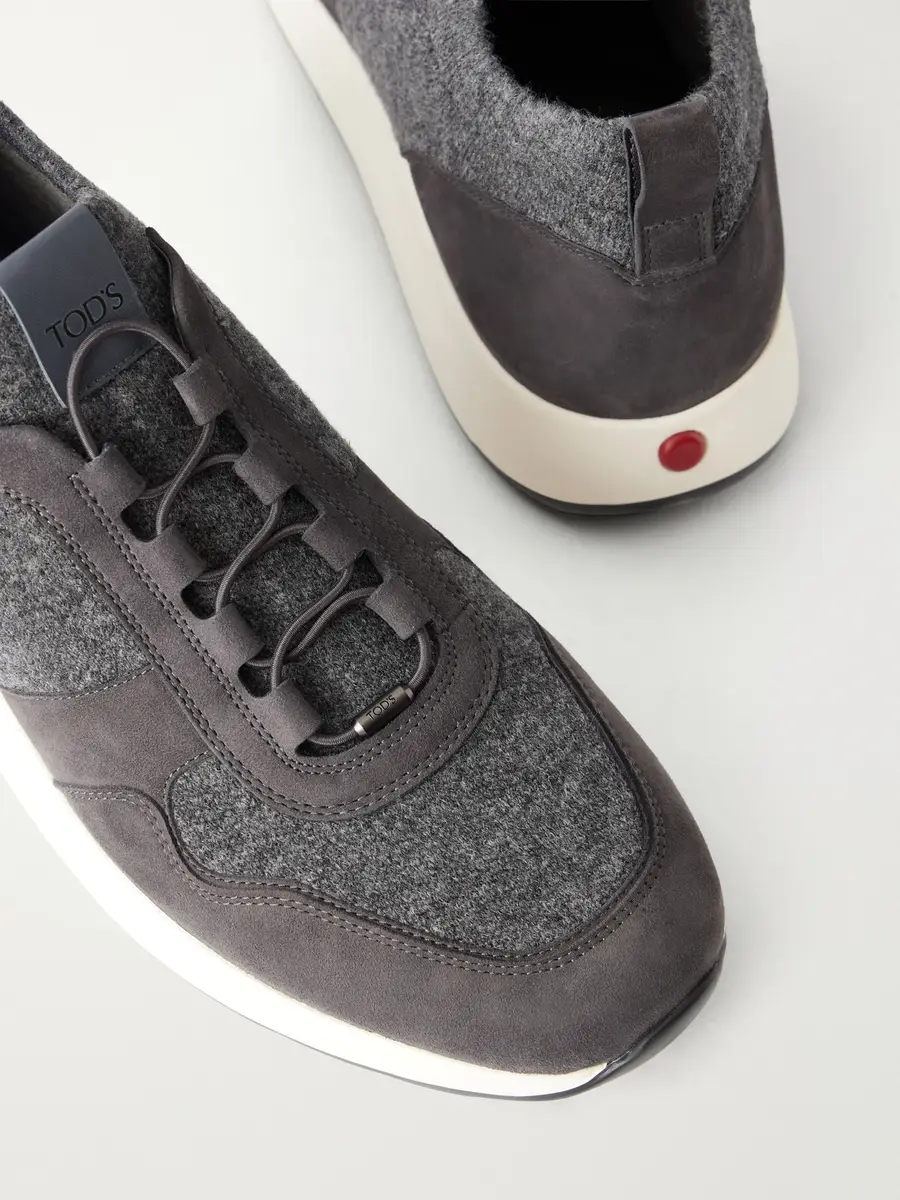 Tod's Suede-Trimmed Wool-Knit Sneakers - Men | Thumbnail 5
