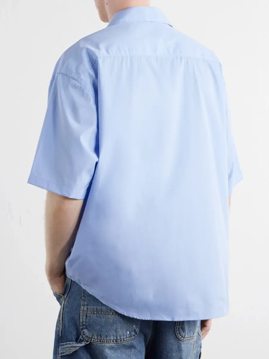 AMI PARIS Logo-Embroidered Cotton-Poplin Shirt - Men | Thumbnail 4