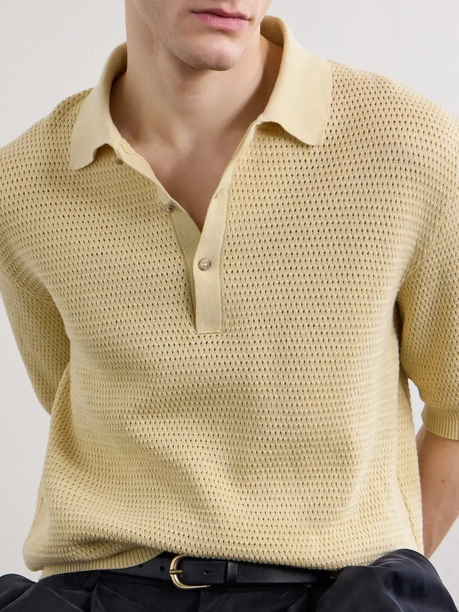 De Bonne Facture Honeycomb-Knit Cotton Polo Shirt - Men | Thumbnail 5