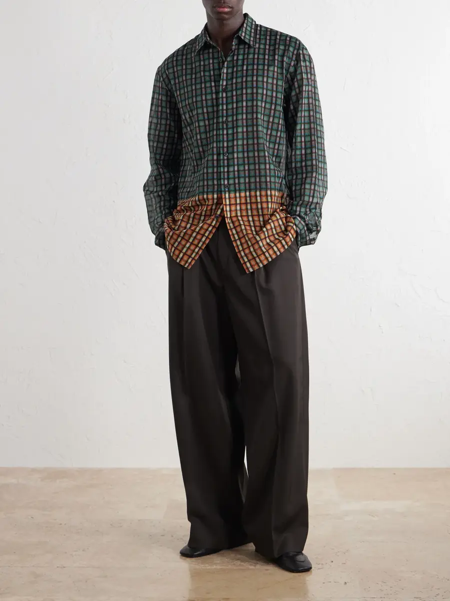 Dries Van Noten Panelled Checked Cotton-Voile Shirt - Men | Thumbnail 2 Dries Van Noten Panelled Checked Cotton-Voile Shirt - Men | Thumbnail 2