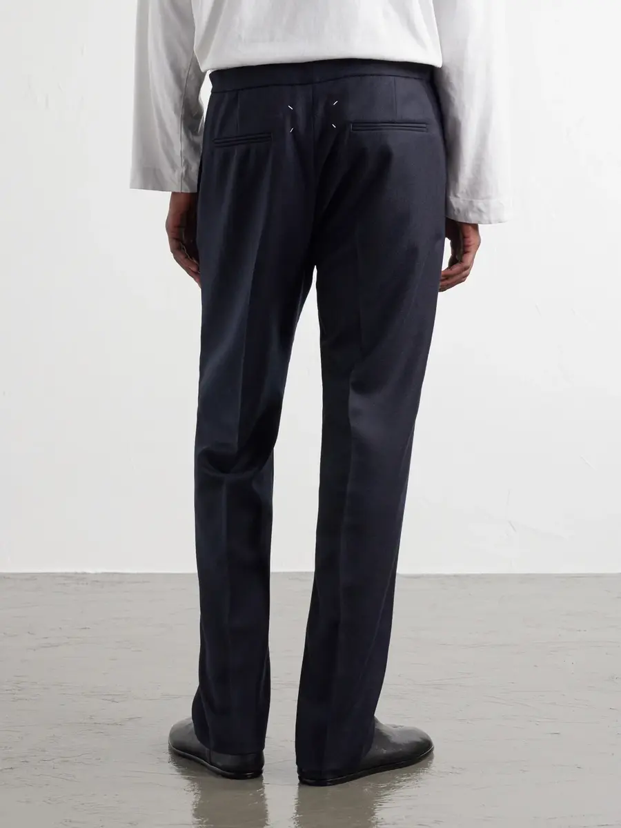 Maison Margiela Straight-Leg Virgin Wool Drawstring Trousers - Men | Thumbnail 4 Maison Margiela Straight-Leg Virgin Wool Drawstring Trousers - Men | Thumbnail 4