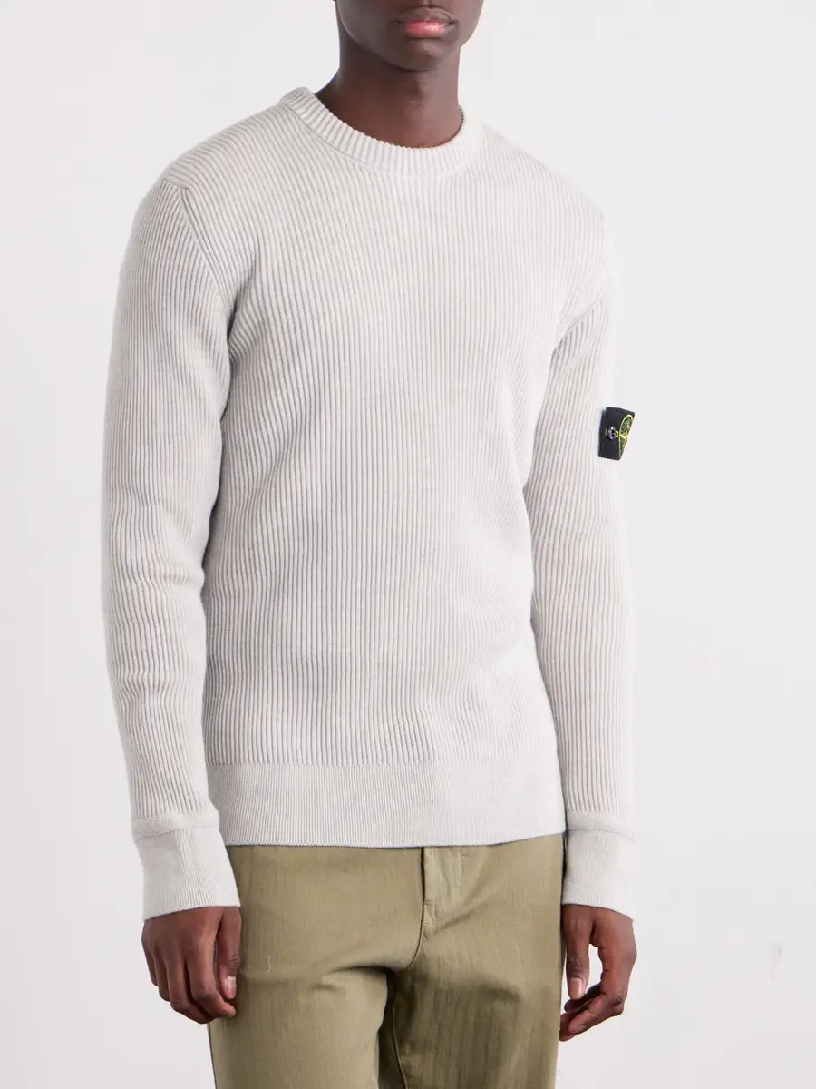 Stone Island Logo-Appliquéd Full Rib RWS Wool Sweater - Men | Thumbnail 3 Stone Island Logo-Appliquéd Full Rib RWS Wool Sweater - Men | Thumbnail 3