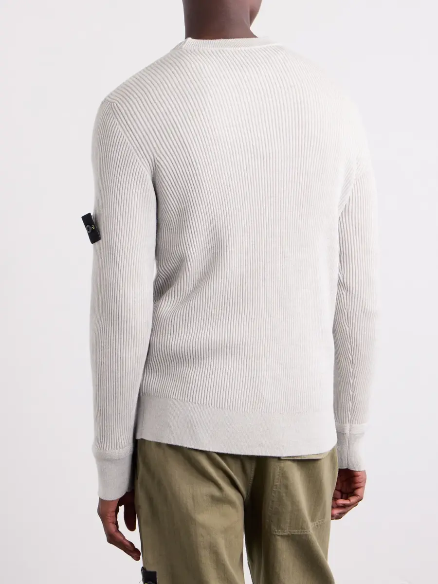 Stone Island Logo-Appliquéd Full Rib RWS Wool Sweater - Men | Thumbnail 4 Stone Island Logo-Appliquéd Full Rib RWS Wool Sweater - Men | Thumbnail 4