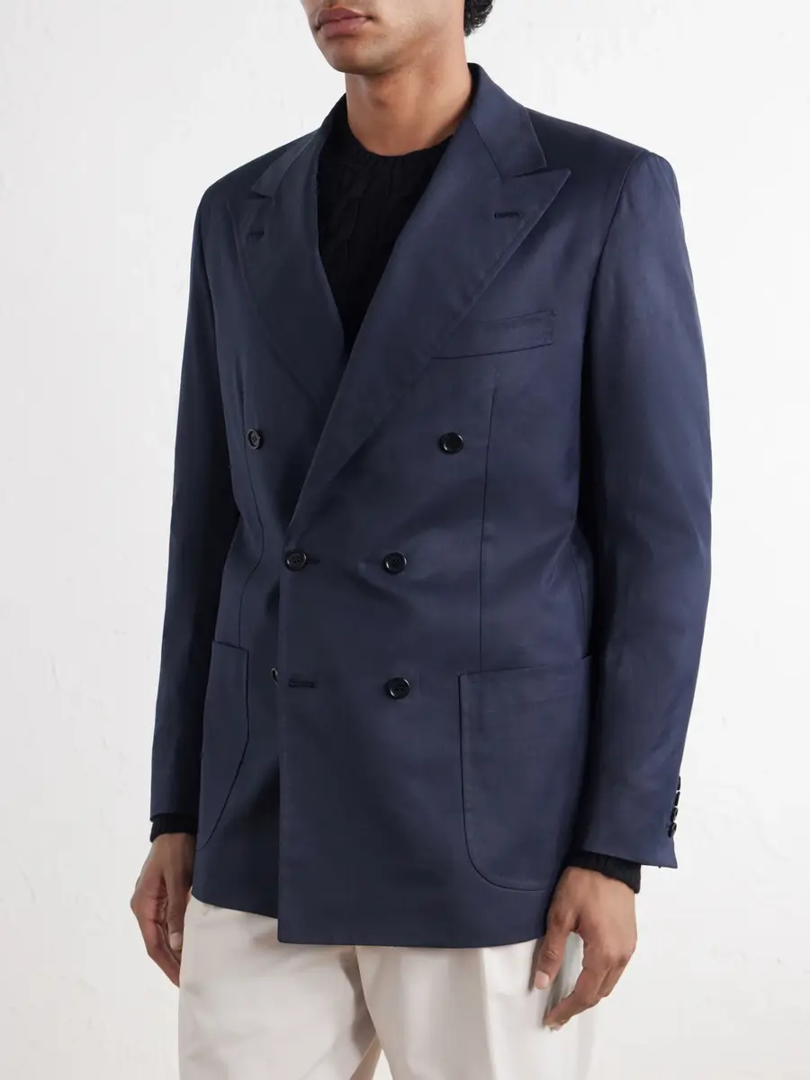 Kiton Double-Breasted Cotton-Twill Blazer - Men | Thumbnail 3 Kiton Double-Breasted Cotton-Twill Blazer - Men | Thumbnail 3