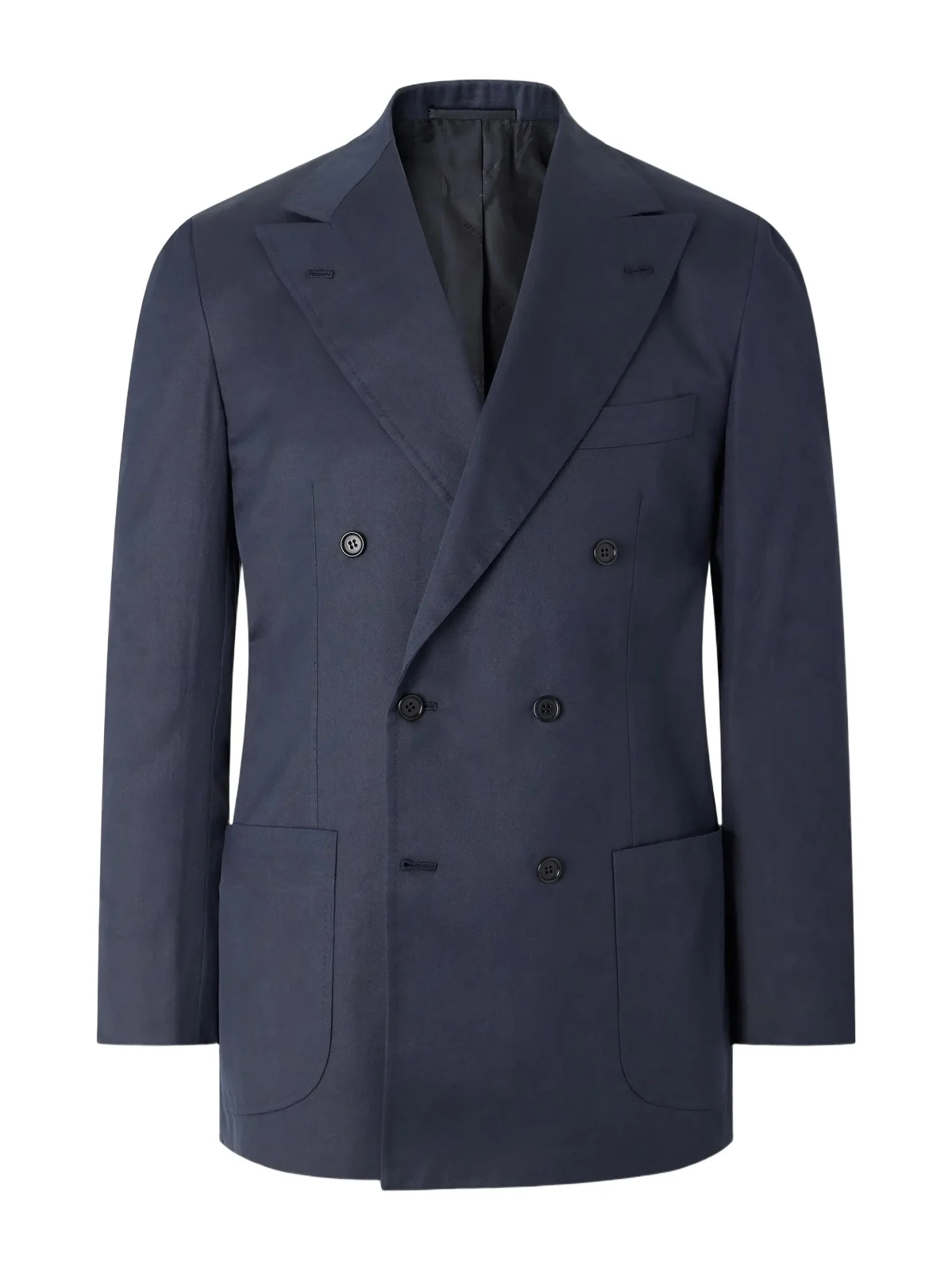 Kiton Double-Breasted Cotton-Twill Blazer - Men
