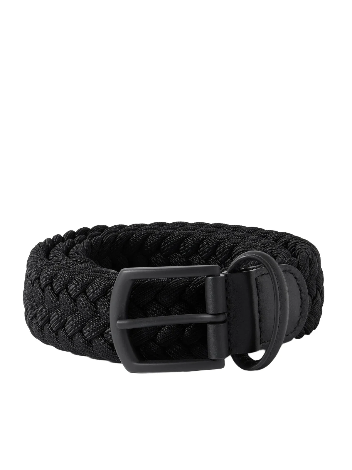 3.5cm Leather-Trimmed Woven Elastic Belt - Men 3.5cm Leather-Trimmed Woven Elastic Belt - Men