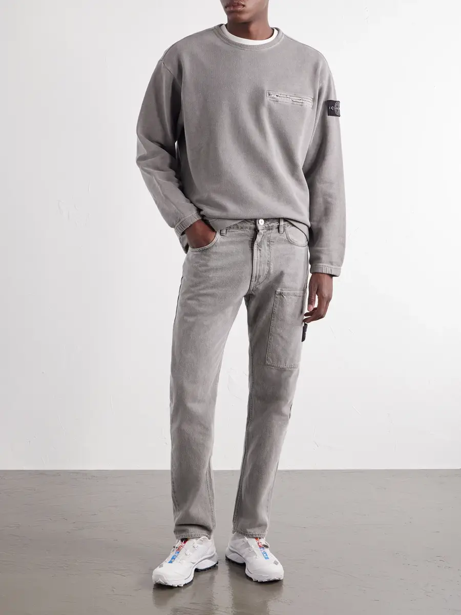 Stone Island Straight-Leg Mineral-Dyed Cotton Gabardine-TC Trousers - Men | Thumbnail 2