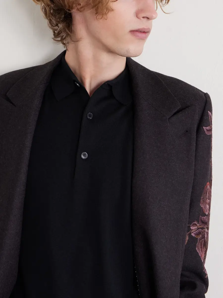 Dries Van Noten Merino Wool Polo Shirt - Men | Thumbnail 5 Dries Van Noten Merino Wool Polo Shirt - Men | Thumbnail 5