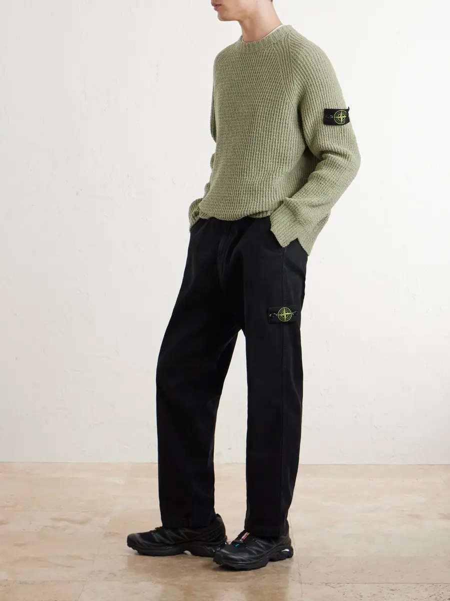 Stone Island Logo-Appliquéd Straight-Leg Organic Panama Cotton-Canvas Trousers - Men | Thumbnail 2 Stone Island Logo-Appliquéd Straight-Leg Organic Panama Cotton-Canvas Trousers - Men | Thumbnail 2