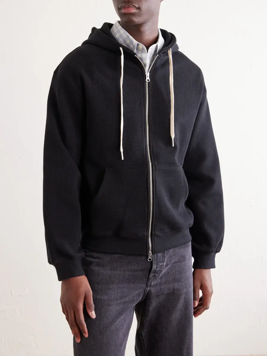 FrizmWORKS Waffle-Knit Cotton Zip-Up Hoodie - Men | Thumbnail 3