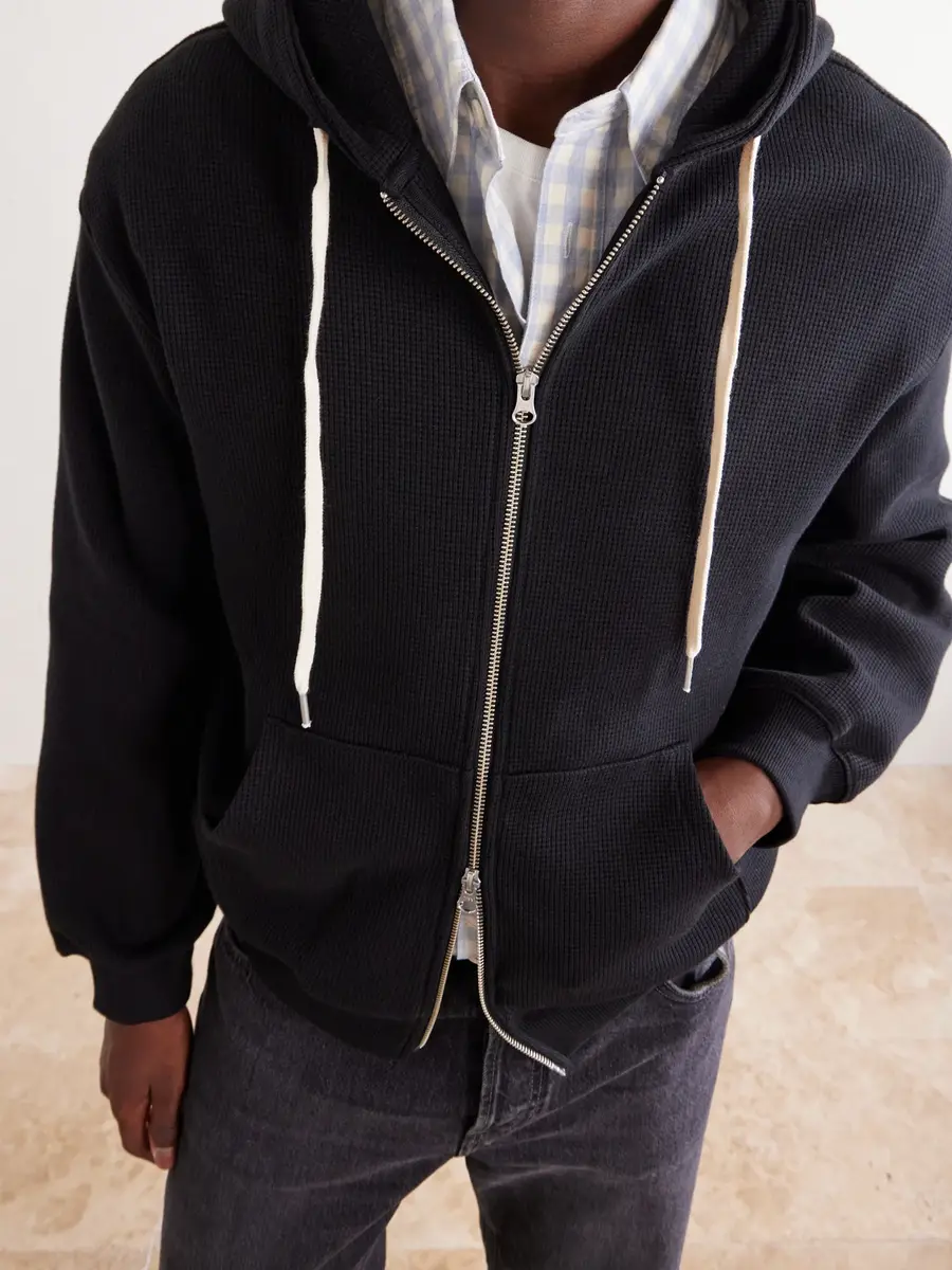 FrizmWORKS Waffle-Knit Cotton Zip-Up Hoodie - Men | Thumbnail 5
