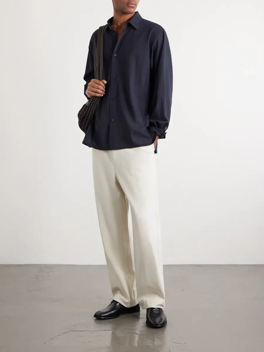 ATON Wide-Leg Pleated Cotton-Twill Trousers - Men | Thumbnail 2 ATON Wide-Leg Pleated Cotton-Twill Trousers - Men | Thumbnail 2
