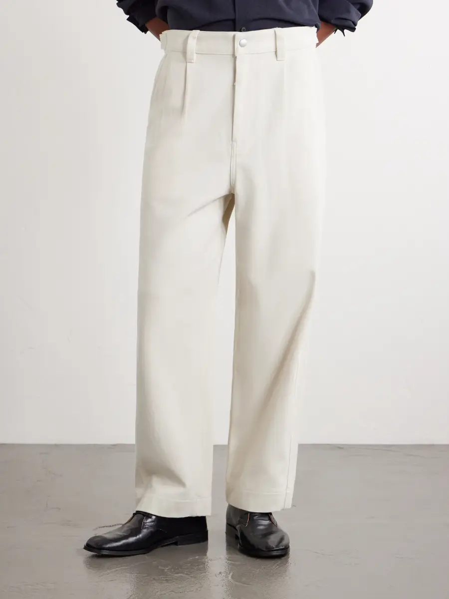 ATON Wide-Leg Pleated Cotton-Twill Trousers - Men | Thumbnail 3 ATON Wide-Leg Pleated Cotton-Twill Trousers - Men | Thumbnail 3