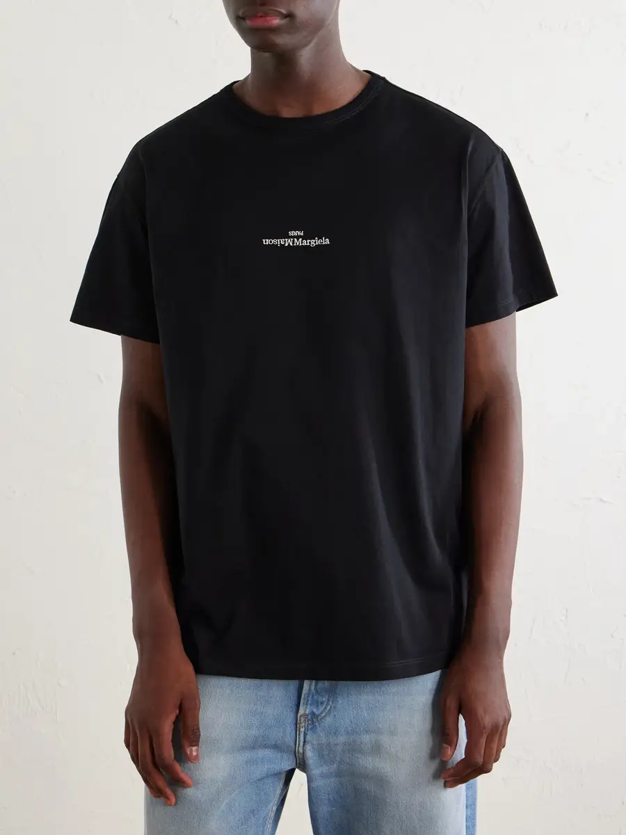 Maison Margiela Logo-Embroidered Cotton-Jersey T-Shirt - Men | Thumbnail 3 Maison Margiela Logo-Embroidered Cotton-Jersey T-Shirt - Men | Thumbnail 3