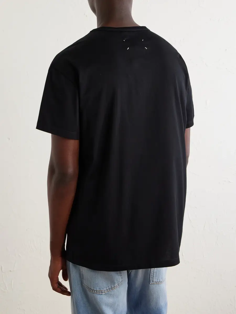 Maison Margiela Logo-Embroidered Cotton-Jersey T-Shirt - Men | Thumbnail 4 Maison Margiela Logo-Embroidered Cotton-Jersey T-Shirt - Men | Thumbnail 4