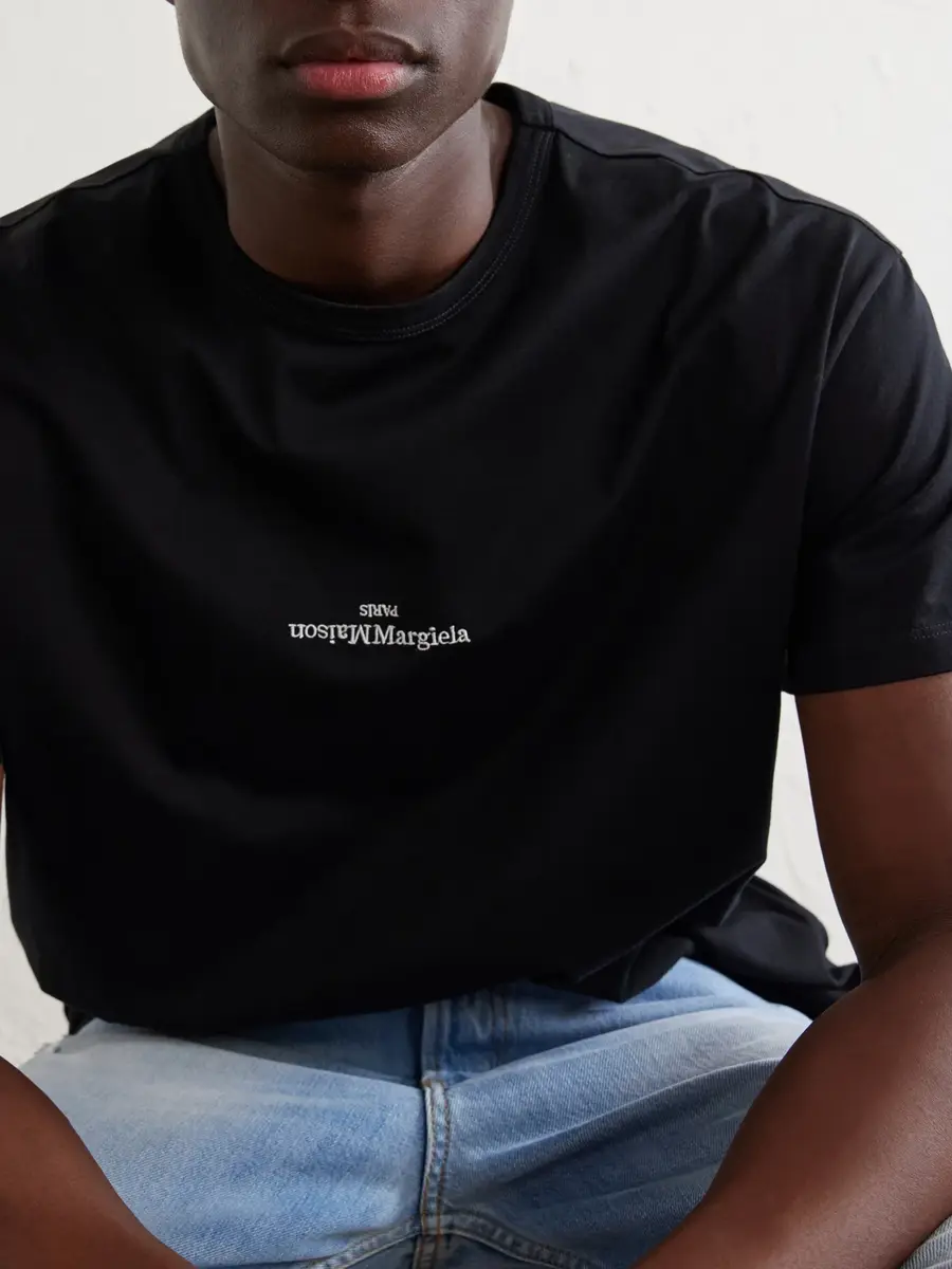 Maison Margiela Logo-Embroidered Cotton-Jersey T-Shirt - Men | Thumbnail 5 Maison Margiela Logo-Embroidered Cotton-Jersey T-Shirt - Men | Thumbnail 5