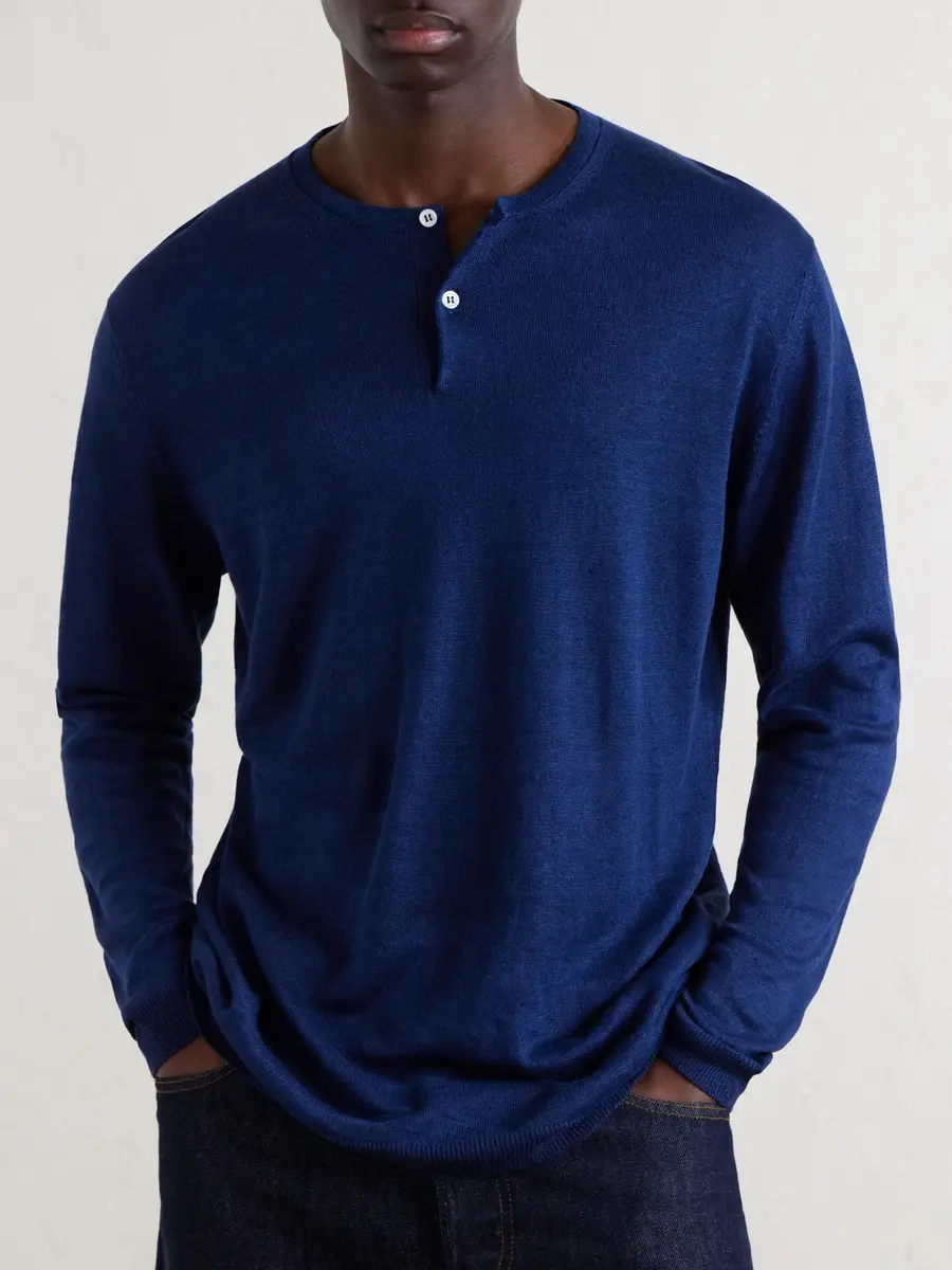 Anderson & Sheppard Linen Henley Sweater - Men | Thumbnail 3