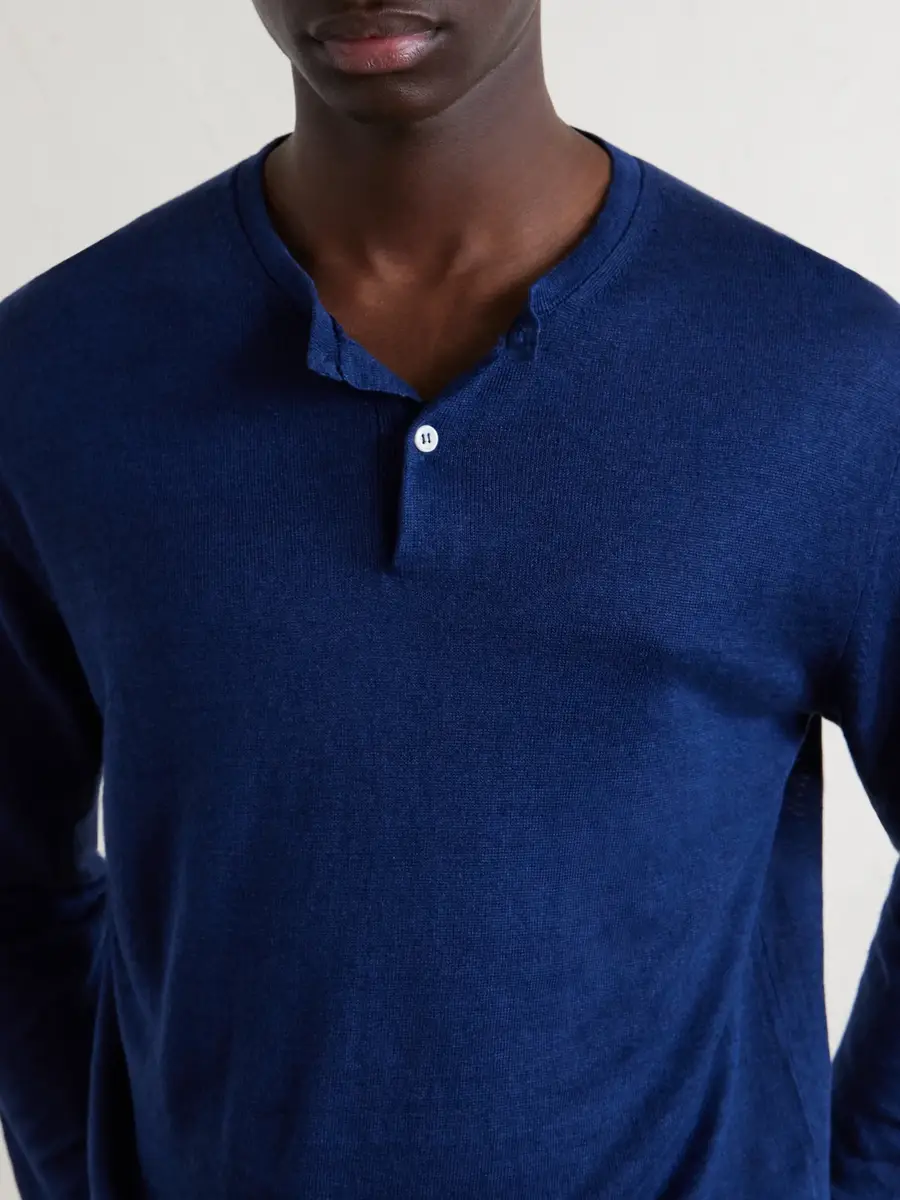 Anderson & Sheppard Linen Henley Sweater - Men | Thumbnail 5