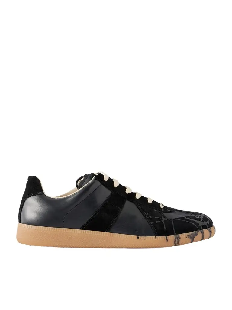 Maison Margiela Replica Paint-Splattered Leather Sneakers - Men