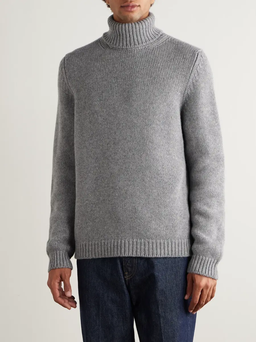 Anderson & Sheppard Rib-Trimmed Cashmere Rollneck Sweater - Men | Thumbnail 3 Anderson & Sheppard Rib-Trimmed Cashmere Rollneck Sweater - Men | Thumbnail 3