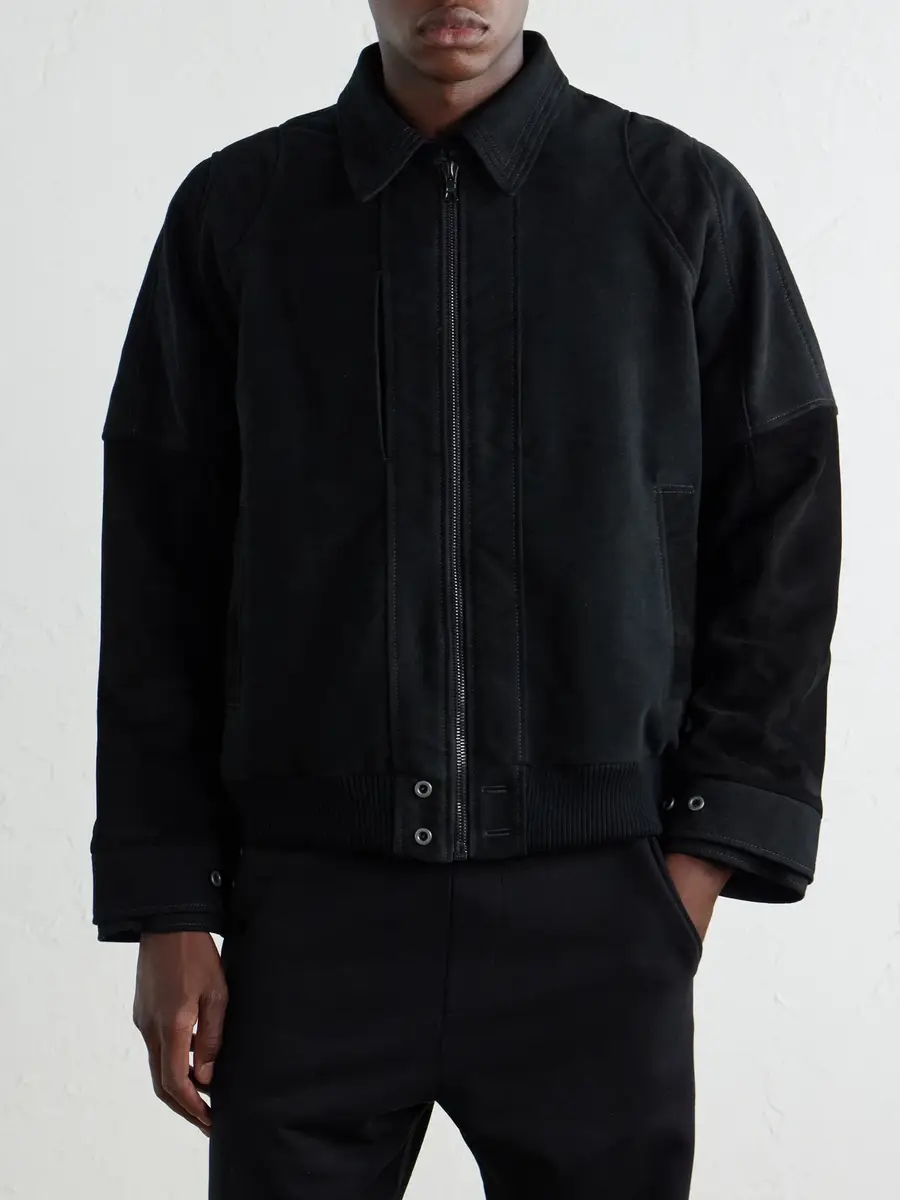 ADON Suede-Trimmed Cotton-Moleskin Bomber Jacket - Men | Thumbnail 3 ADON Suede-Trimmed Cotton-Moleskin Bomber Jacket - Men | Thumbnail 3