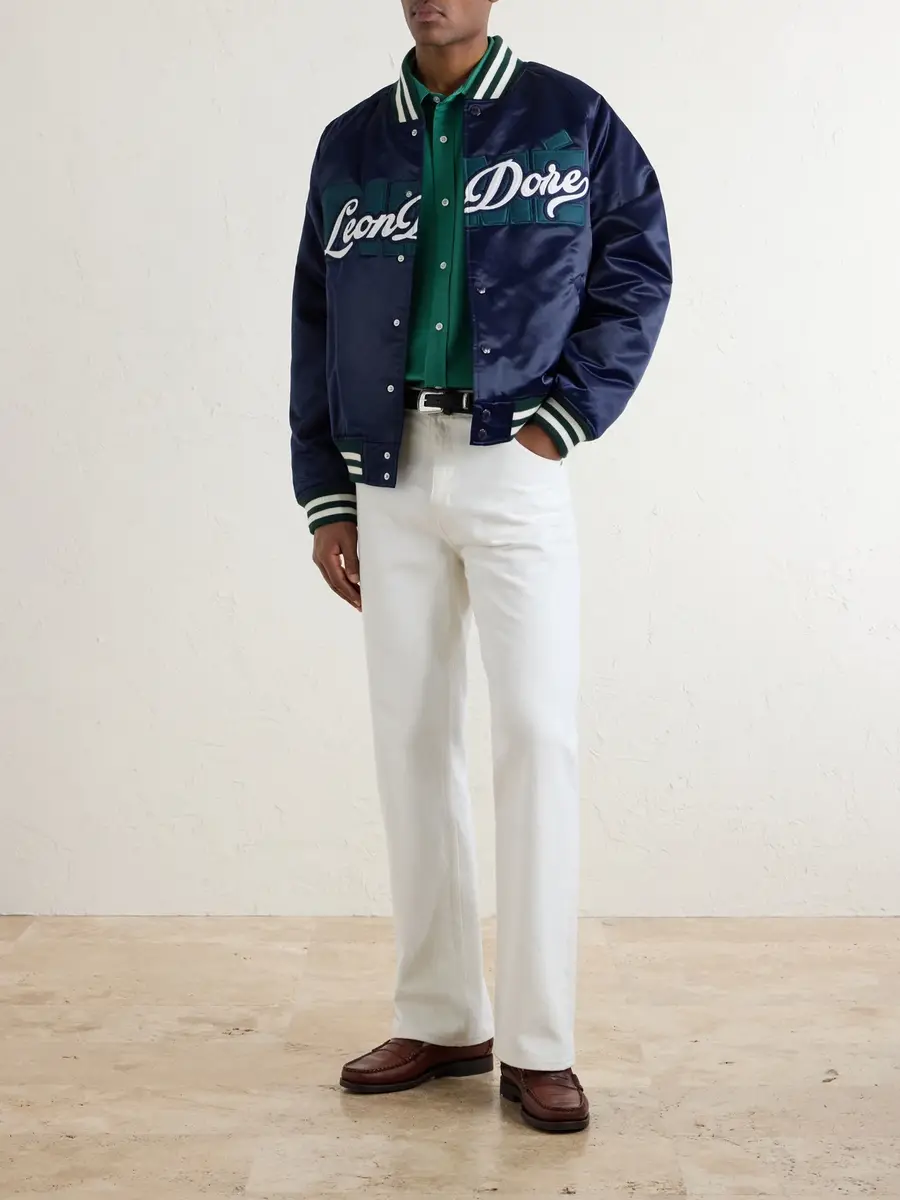 Aimé Leon Dore Logo-Embroidered Satin Varsity Jacket - Men | Thumbnail 2