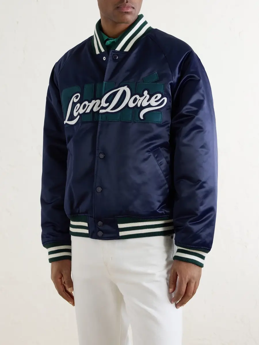 Aimé Leon Dore Logo-Embroidered Satin Varsity Jacket - Men | Thumbnail 3