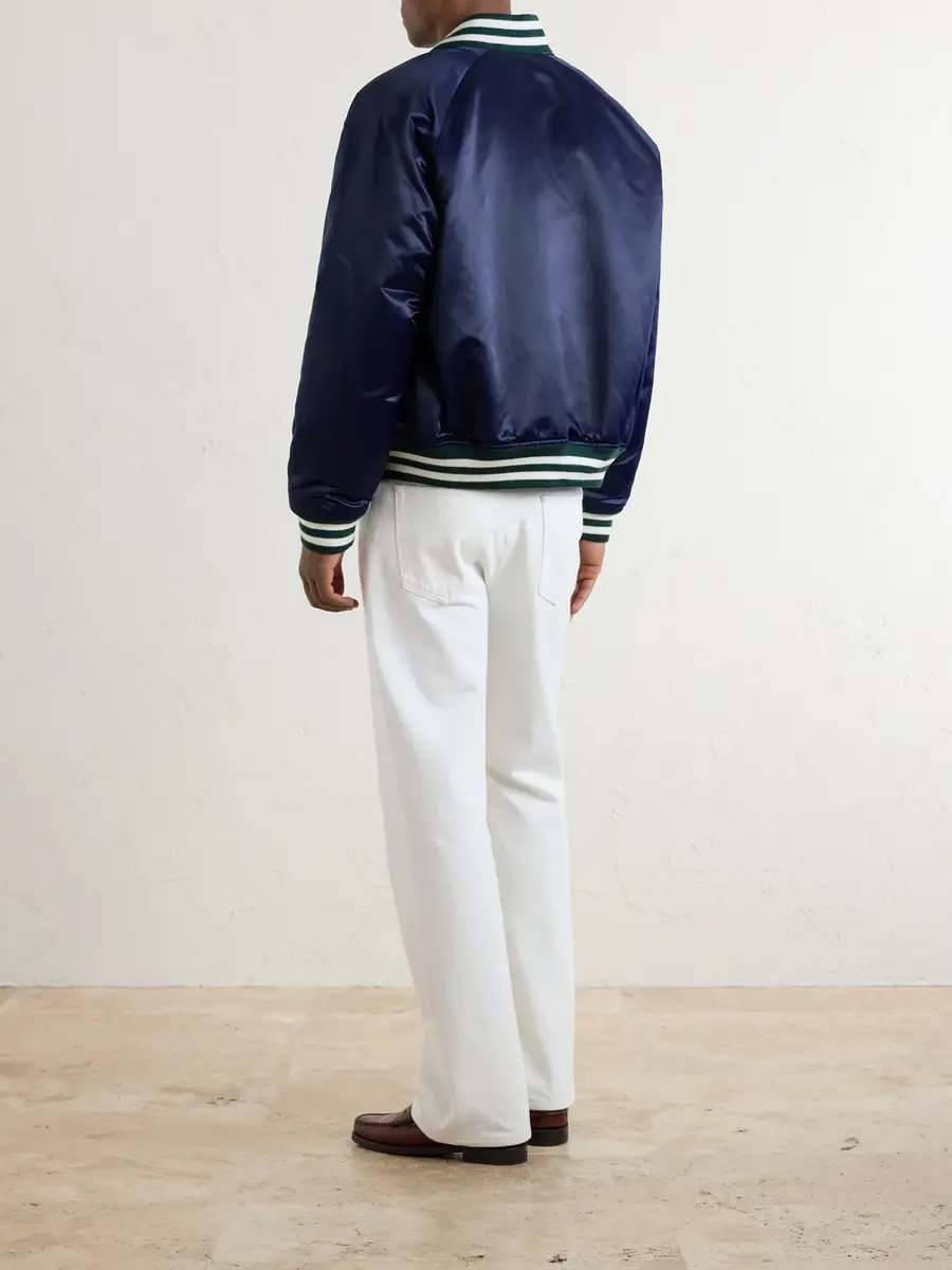 Aimé Leon Dore Logo-Embroidered Satin Varsity Jacket - Men | Thumbnail 4