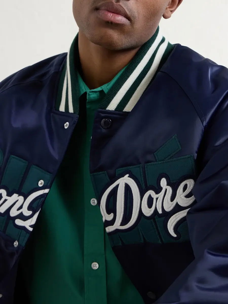 Aimé Leon Dore Logo-Embroidered Satin Varsity Jacket - Men | Thumbnail 5