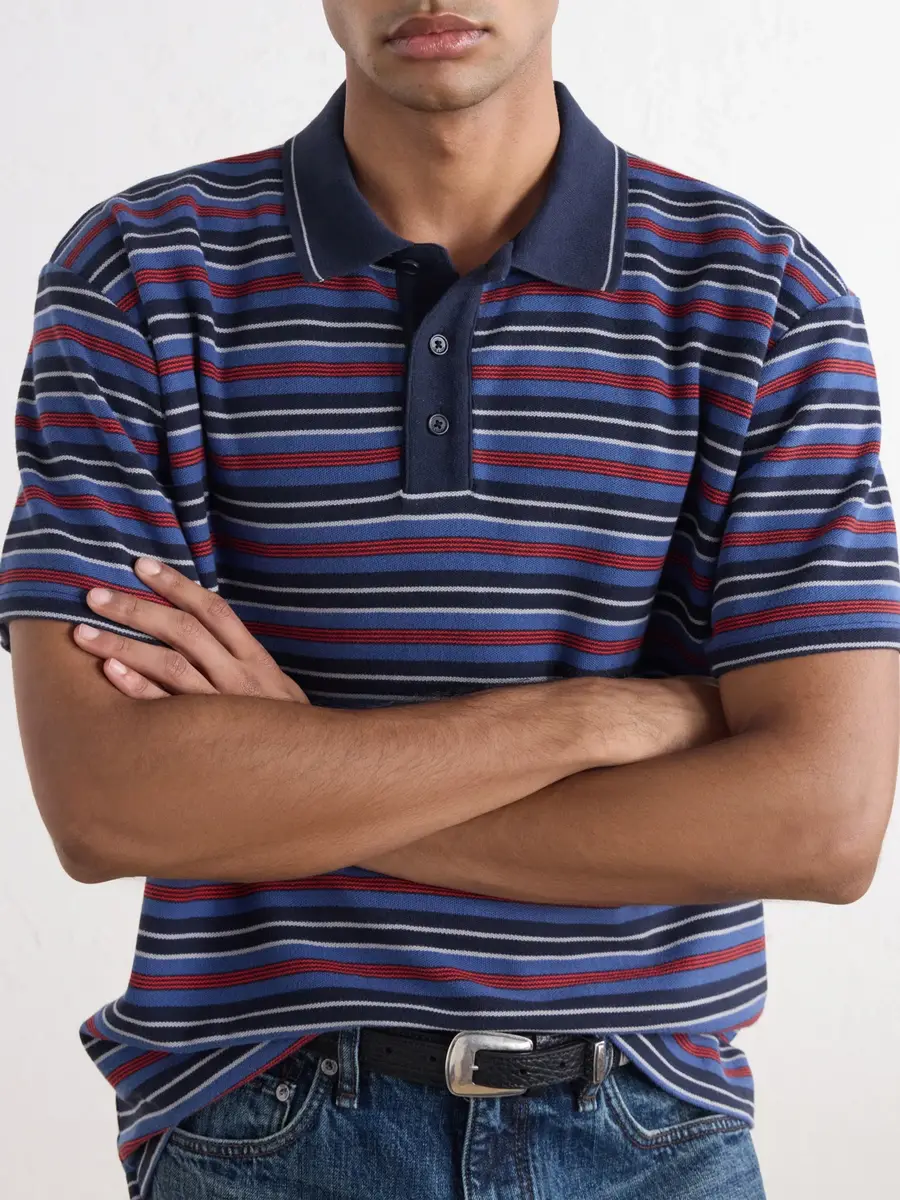 rag & bone Striped Cotton-Piqué Polo Shirt - Men | Thumbnail 5